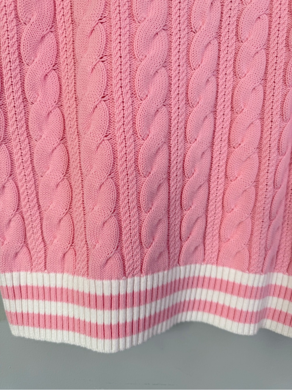 Lilly Pulitzer Suzette Polo Sweater Tank Conch Shell Pink Resort White XS Cable - Picture 5 of 9